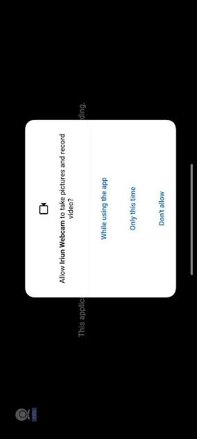 Screenshot of Iriun Webcam App